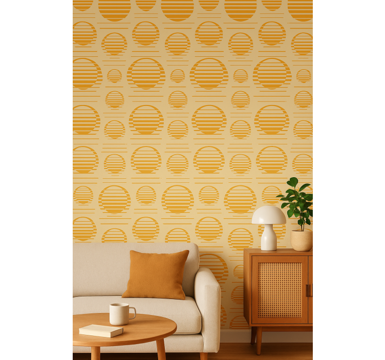 Papel de parede formas geométricas sóis laranja retrô - TenStickers