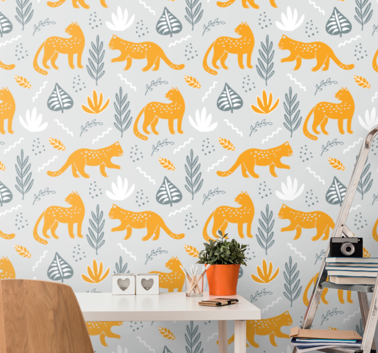 Papel de parede gatos decoração com motivos felinos - TenStickers