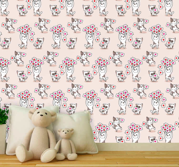 Papel de parede gatos padrão de gato brincalhão - TenStickers