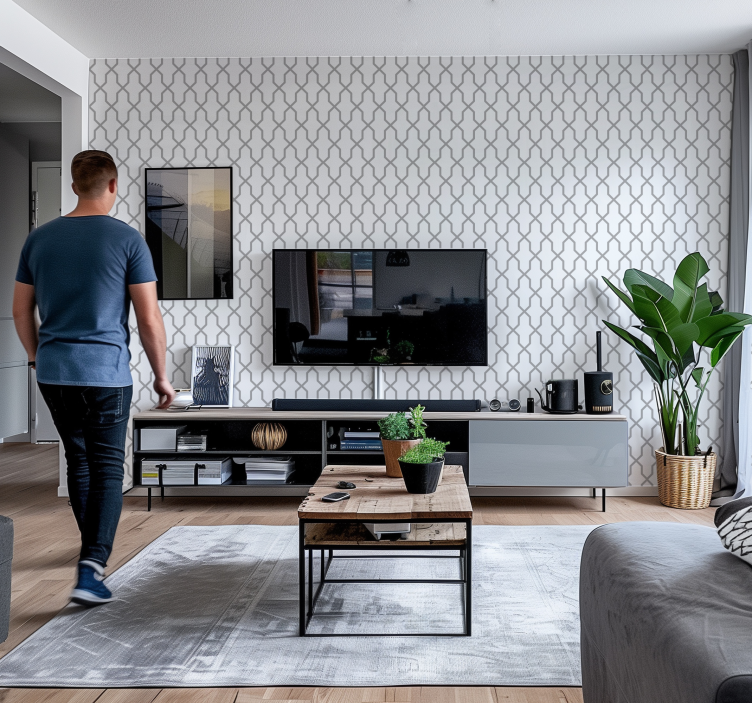 Papel de parede geométrico harmonia cinza - TenStickers