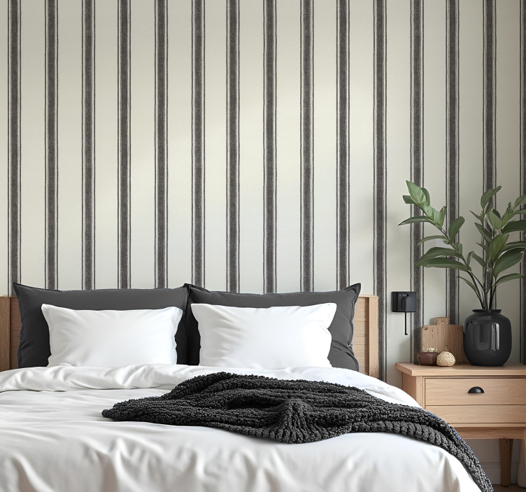 Papel de parede geométrico listras diplomáticas pretas - TenStickers