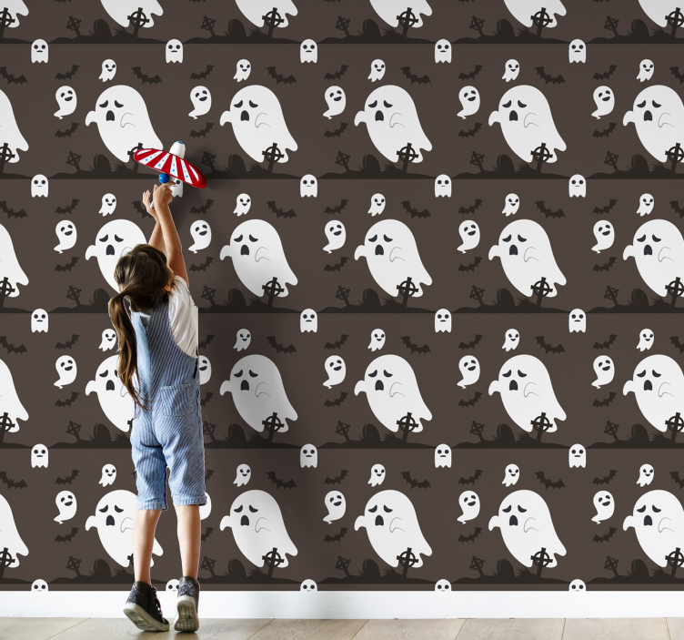 Papel de parede halloween sustos fantasmagóricos - TenStickers