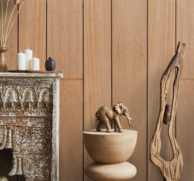 papel de parede madeira Painéis de mogno estilo madeira - TenStickers