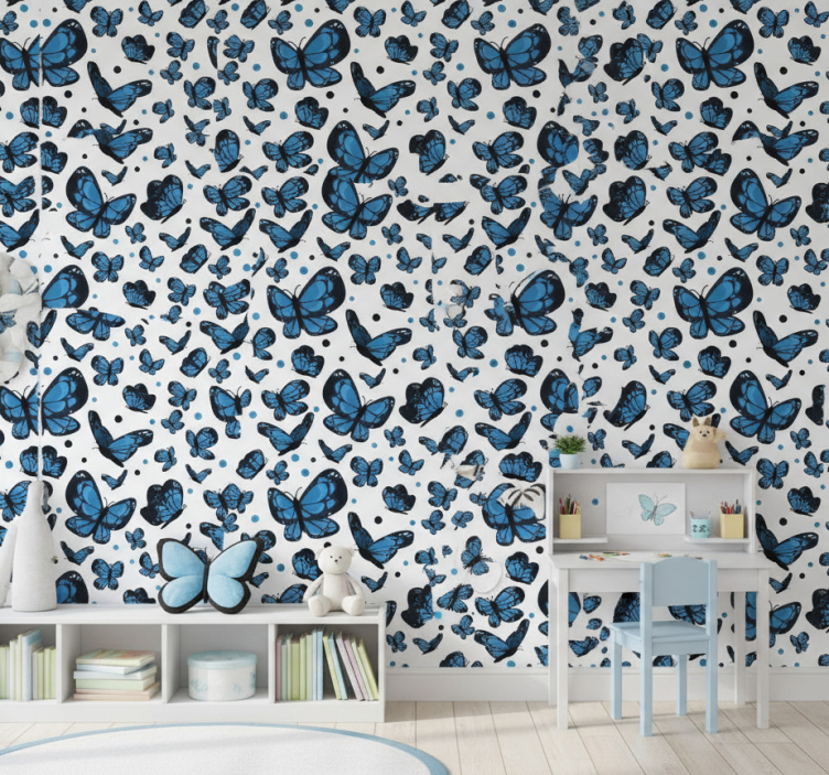Papel de parede infantil borboleta azul - TenStickers