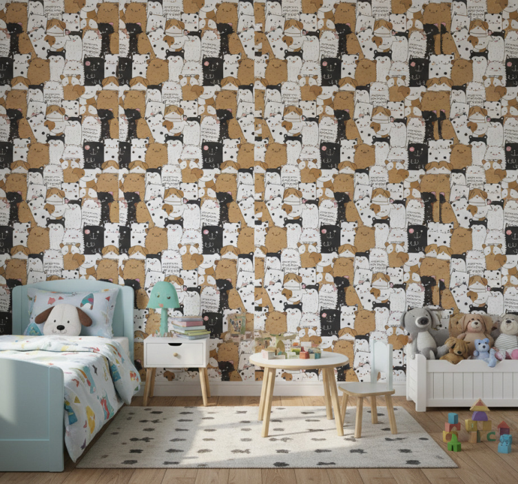 Papel de parede infantil cães fofos sem emenda - TenStickers