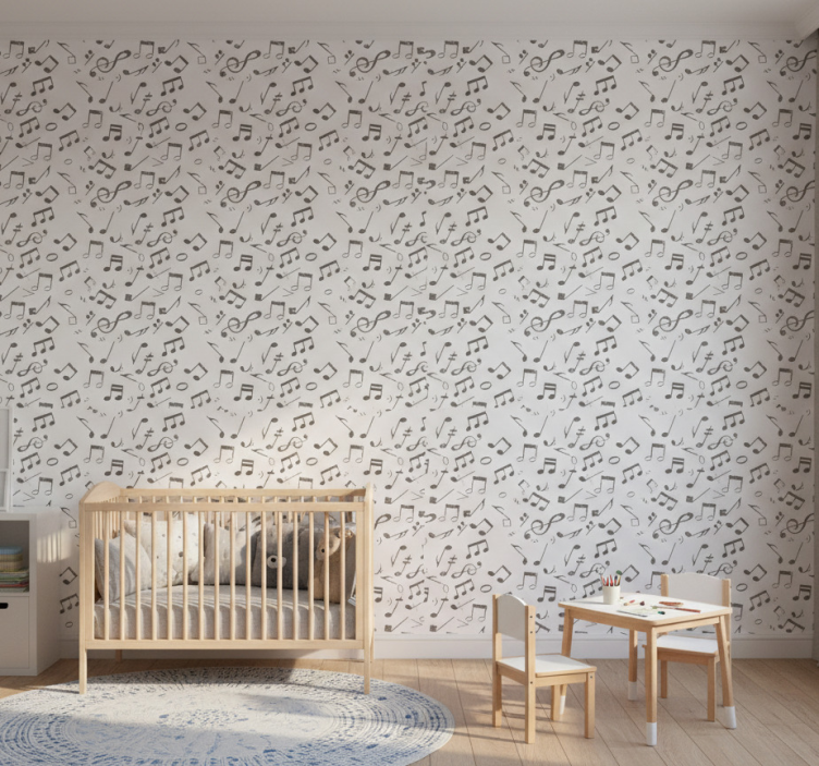 Papel de parede infantil cascata de notação musical - TenStickers