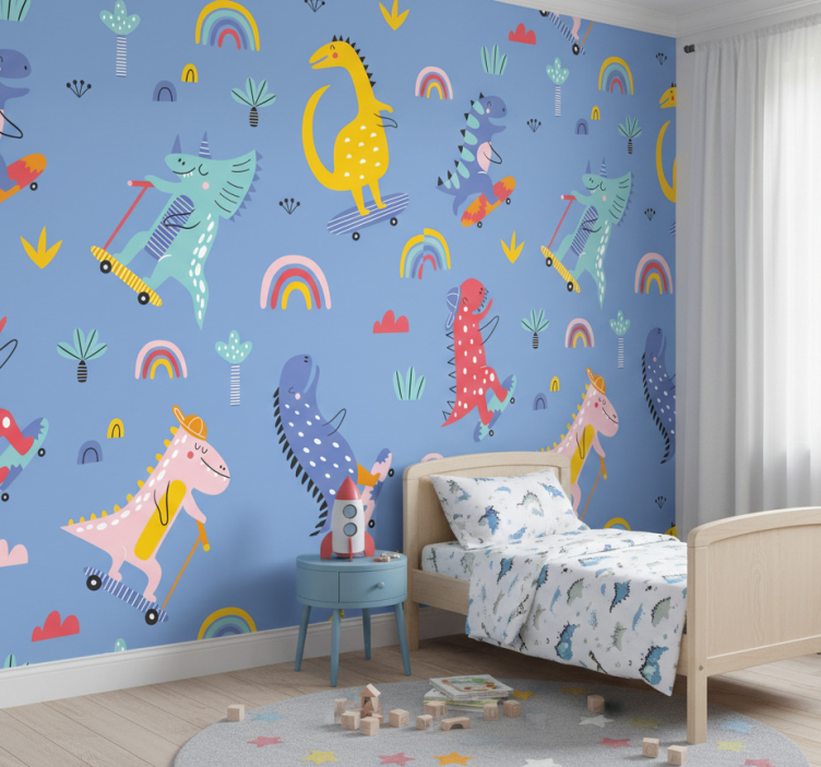 Papel de parede infantil cena de skate - TenStickers