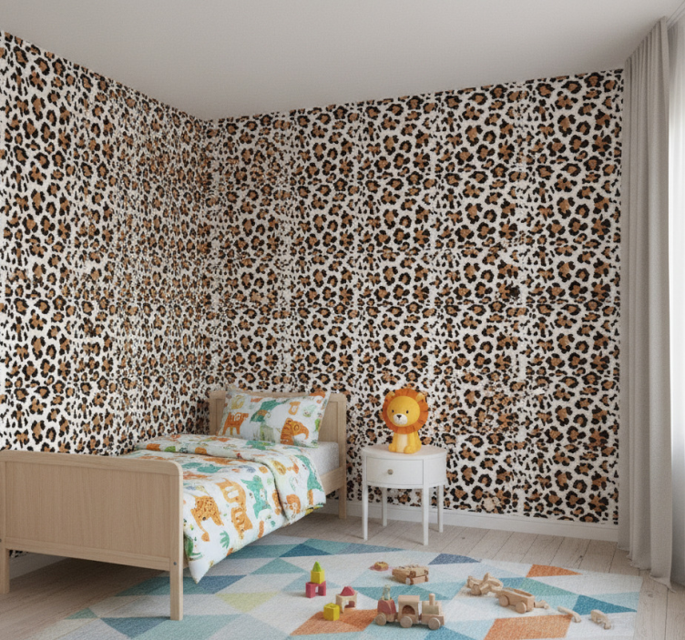 Papel de parede infantil com estampa de manchas de leopardo - TenStickers