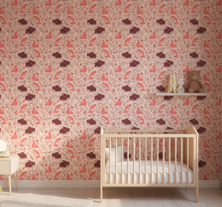 Papel de parede infantil com padrão de fauna - TenStickers