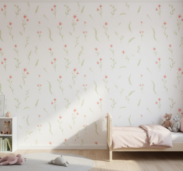 Papel de parede infantil flores de campo em tons pastéis - TenStickers