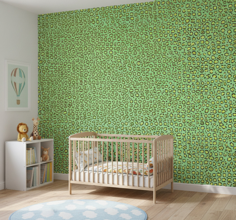 Papel de parede infantil leopardo colorido em pistache - TenStickers