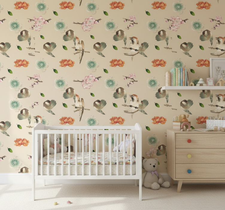 Papel de parede infantil lindo pássaro azul-água - TenStickers