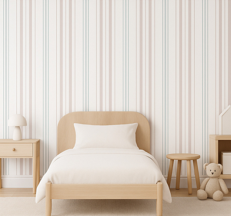Papel de parede infantil listras finas pastel - TenStickers