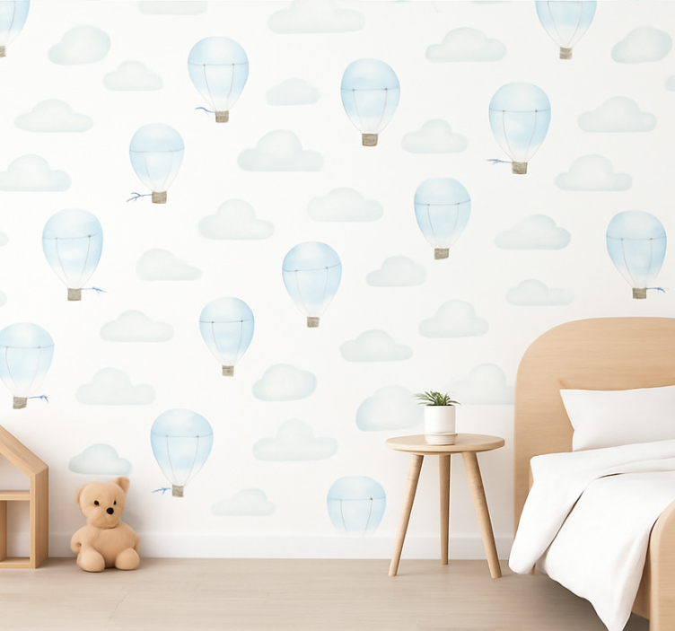 Papel de parede infantil nuvens em aquarela azul - TenStickers