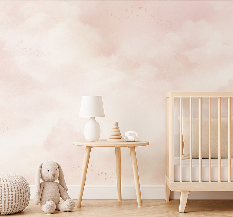 Papel de parede infantil nuvens rosas - TenStickers