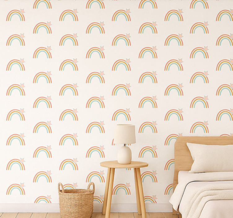 Papel de parede infantil padrão arco-íris simples - TenStickers