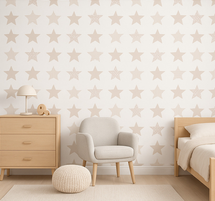 Papel de parede infantil padrão estrelas - TenStickers