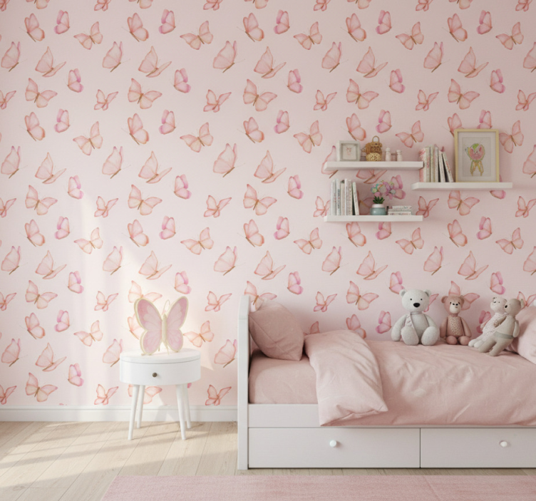 Papel de parede infantil padrão rosa - TenStickers
