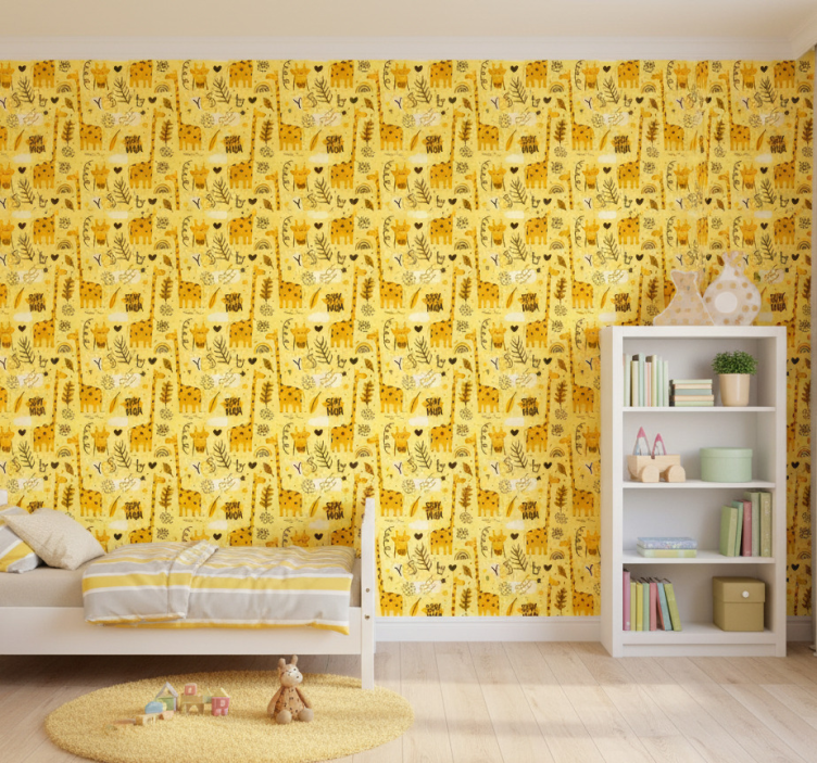 Papel de parede infantil padrão savana amarelo - TenStickers
