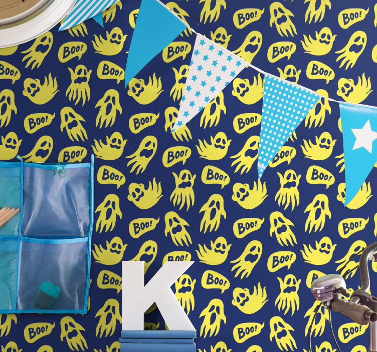 Papel de parede halloween padrões fantasmagóricos - TenStickers