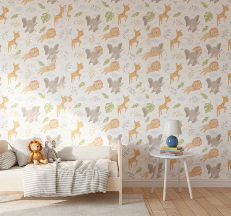 Papel de parede infantil safari minimalista nórdico - TenStickers