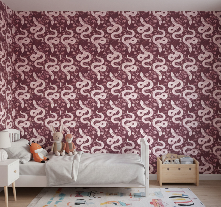 Papel de parede infantil serpentes florais enroladas - TenStickers