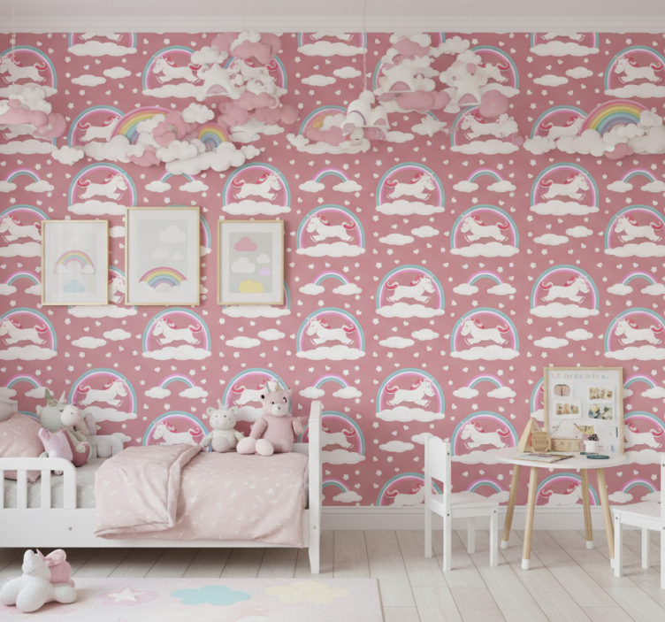 Papel de parede infantil tema unicórnio mágico - TenStickers
