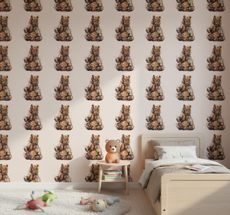 Papel de parede infantil urso marrom - TenStickers
