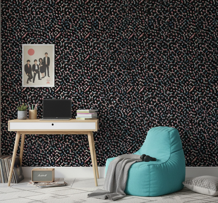 Papel de parede infanto juvenil com padrão de bolinhas coloridas - TenStickers