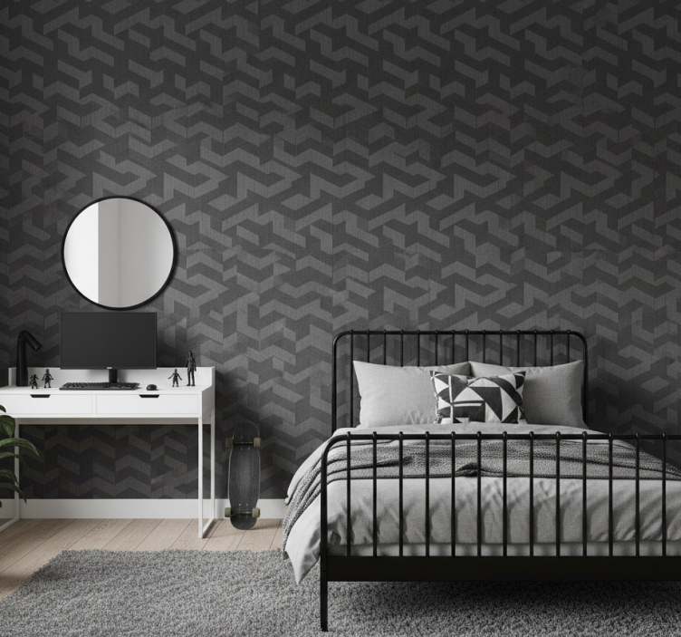 Papel de parede infanto juvenil formas geométricas escuras - TenStickers