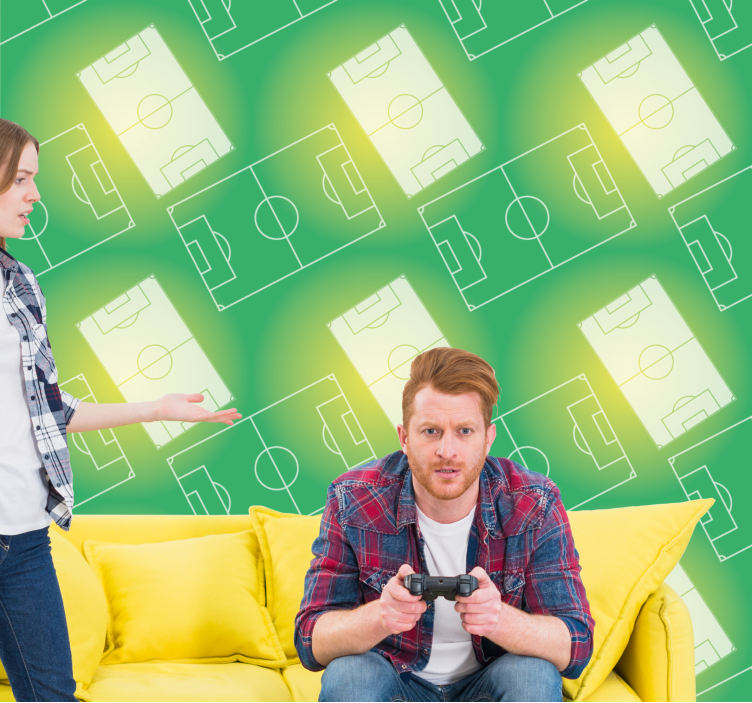 papel de parede infanto juvenil padrões de campos de futebol - TenStickers