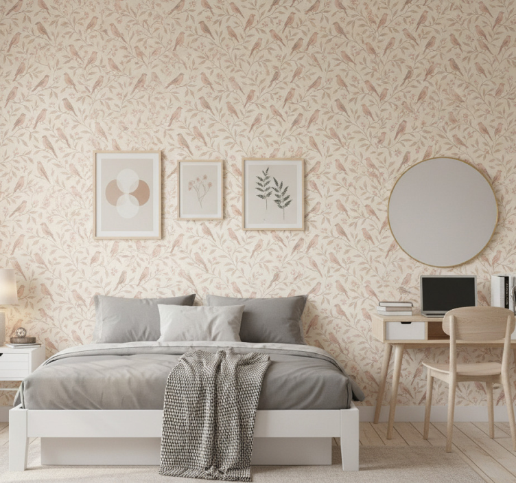 Papel de parede infanto juvenil rastro de pássaros vintage - TenStickers