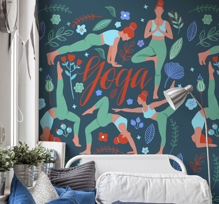 papel de parede para quarto feminino jovem Mulher fazendo ioga - TenStickers