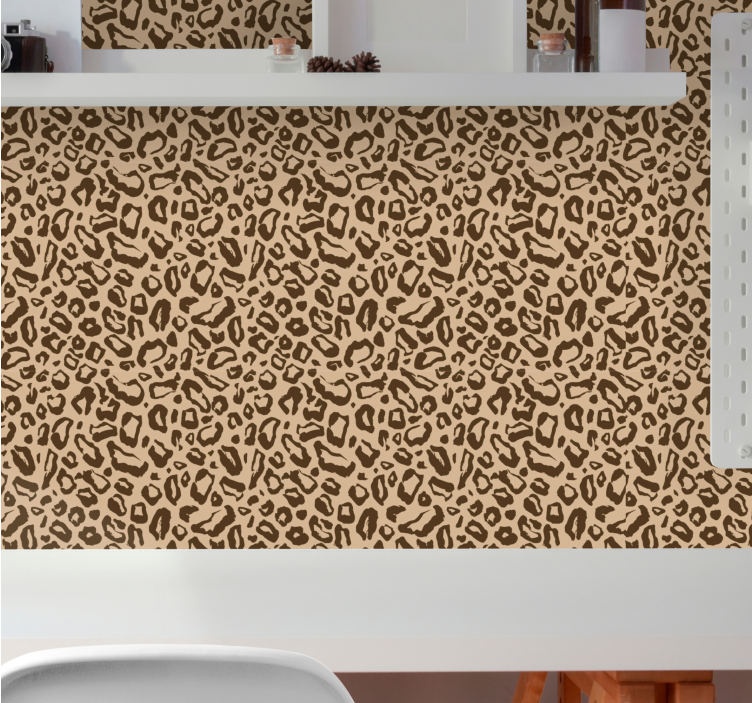 papel de parede leopardos padrão felino bege - TenStickers