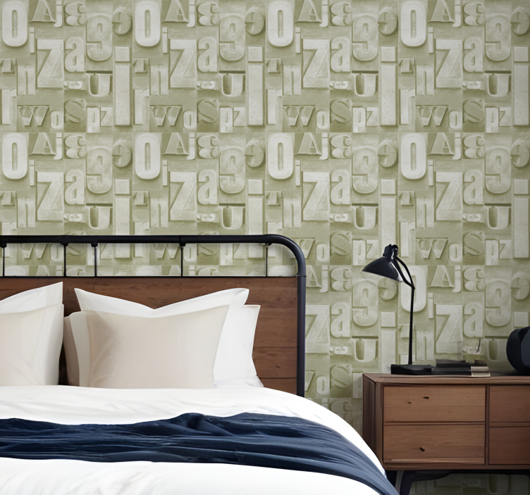 papel de parede letras estilo industrial 3d - TenStickers