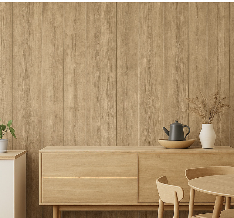 Papel de parede madeira carvalho natural lixado vertical - TenStickers