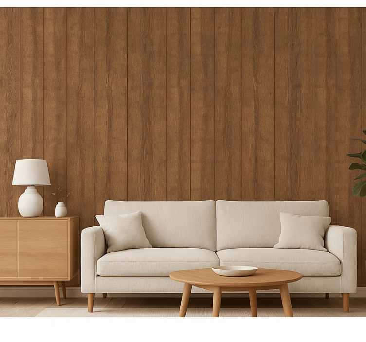 Papel de parede madeira prancha de noz rústica - TenStickers