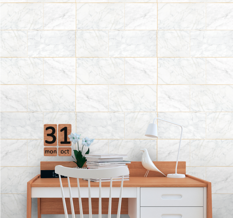 papel de parede mármore azulejos brancos elegantes - TenStickers