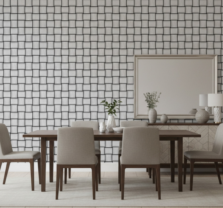 Papel de parede mármore com motivo de quadrados cinzas - TenStickers