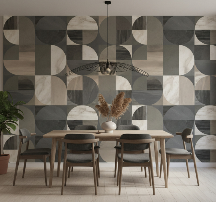 Papel de parede mármore com padrão de semicírculos - TenStickers