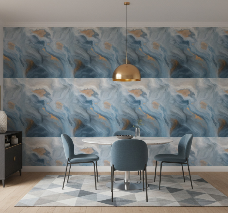 Papel de parede mármore em tons âmbar e azul - TenStickers