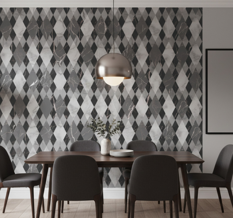 Papel de parede mármore padrão diamante escuro - TenStickers