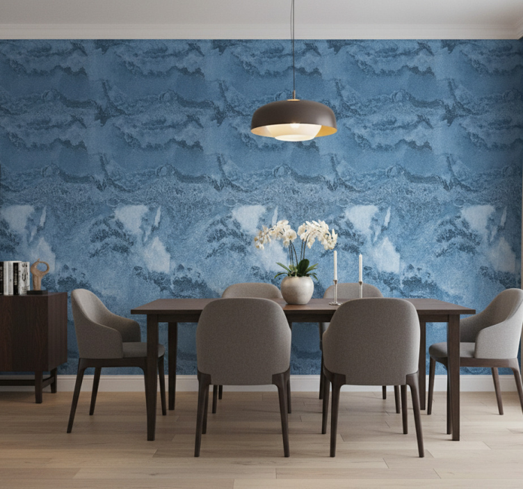 Papel de parede mármore textura azul profunda - TenStickers