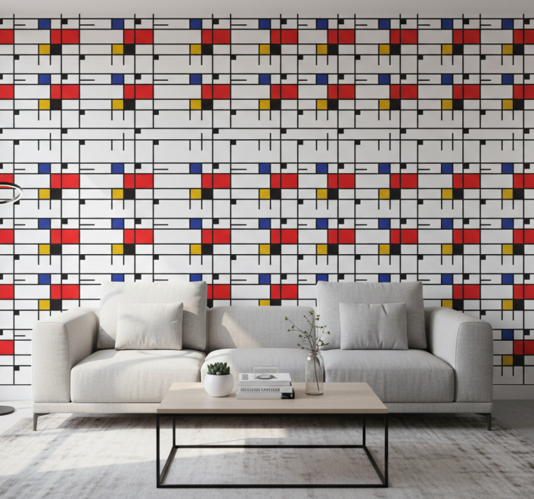 Papel de parede moderno arte geométrica de mondrian - TenStickers