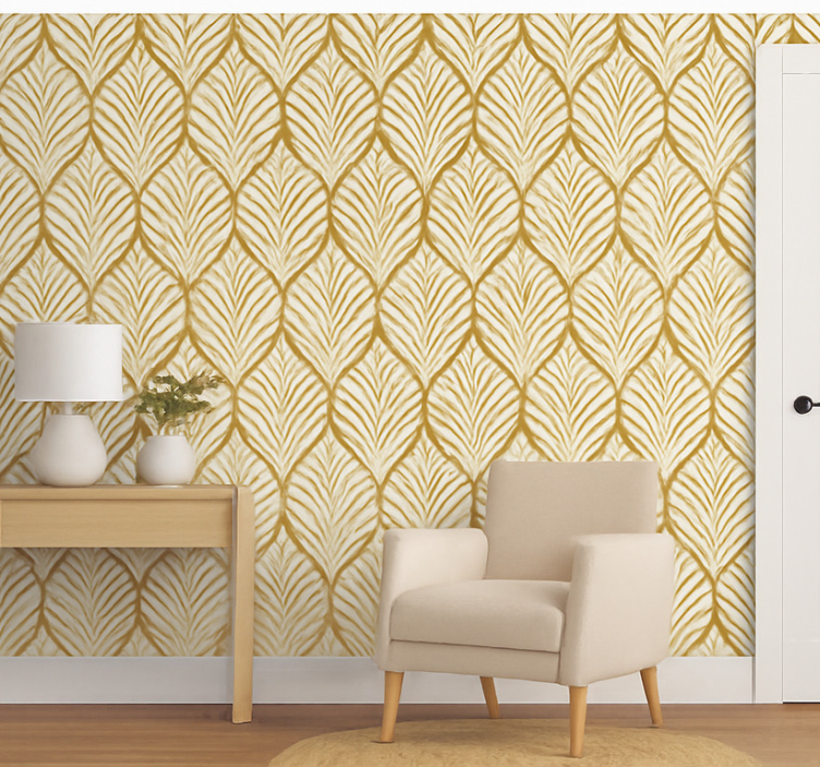 Papel de parede moderno com motivo geométrico dourado - TenStickers