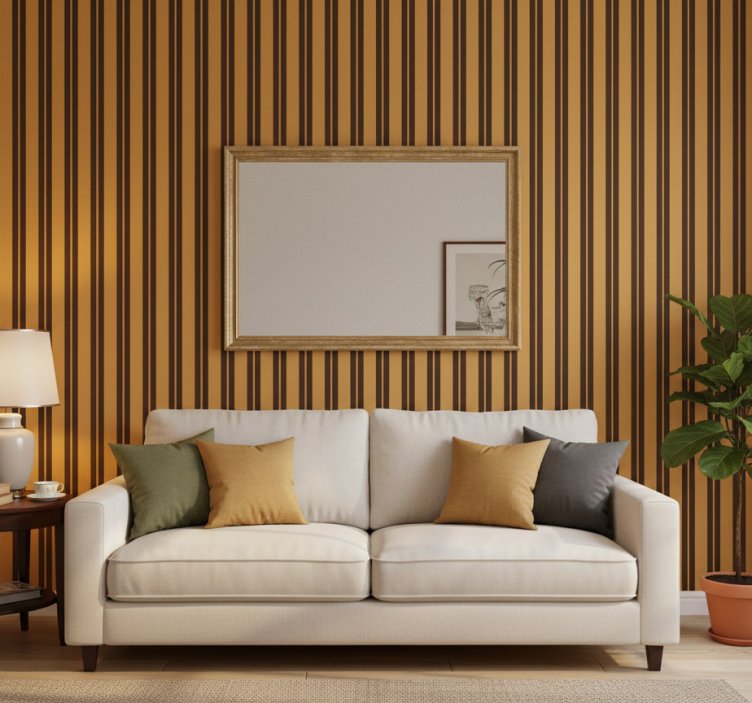 Papel de parede moderno com padrão listrado vintage - TenStickers
