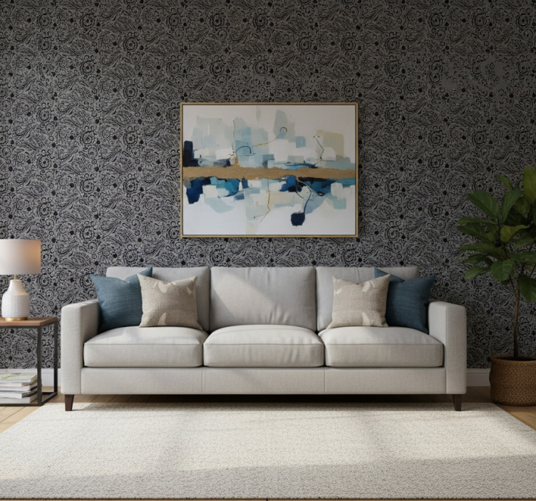 Papel de parede moderno com padrões de espirais ornamentais - TenStickers