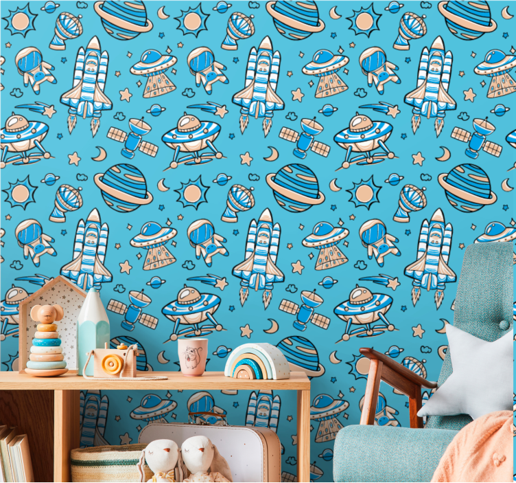 Papel de parede moderno fantasia de exploração espacial - TenStickers