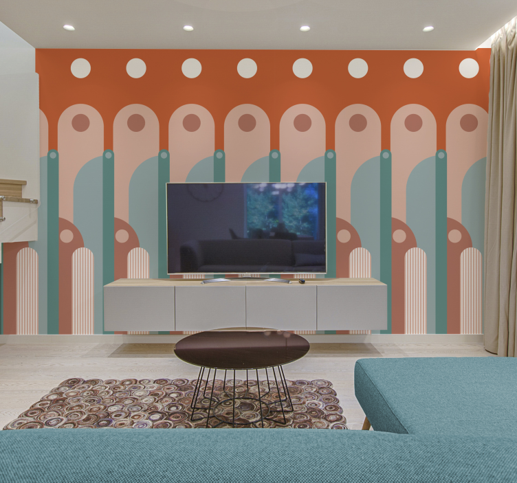 papel de parede para sala formas geométricas curvas - TenStickers