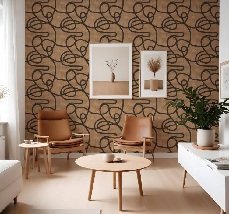 Papel de parede moderno linhas marrons irregulares - TenStickers